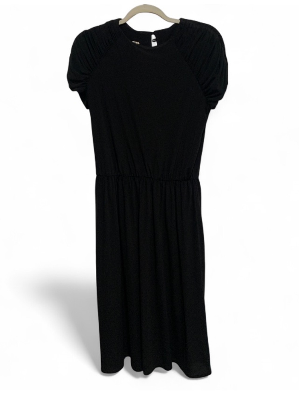 Women’s Black Puff-Sleeve Midi Dress